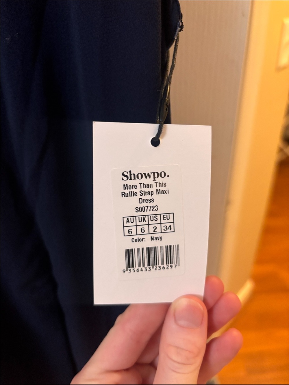 Showpo Navy Ruffle Strap Maxi Dress